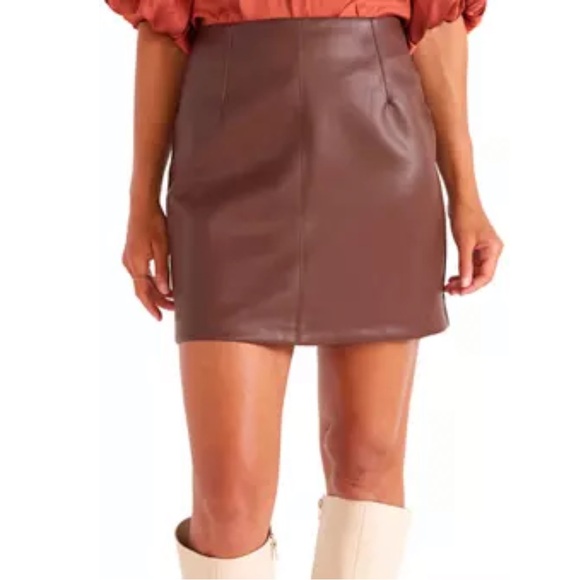 MINKPINK Dresses & Skirts - Minkpink Chocolate faux leather Mini Skirt